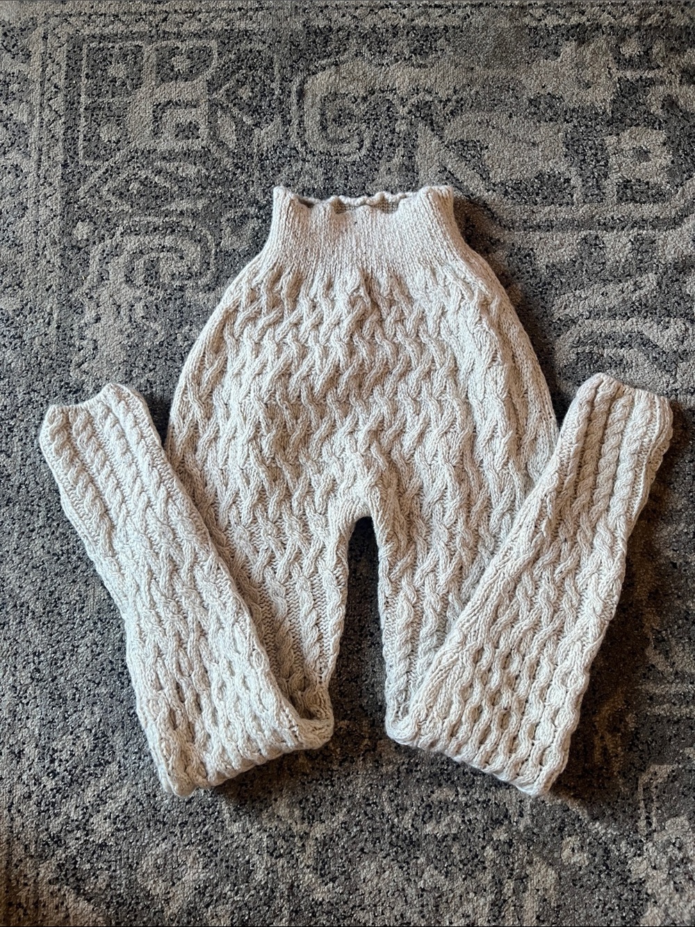Aran Sweater Market Knit Cream Cable Pants